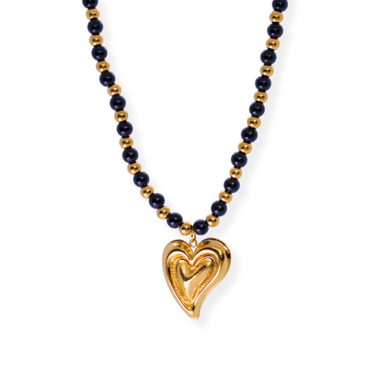Collar Camila | corazón | dorado y negro