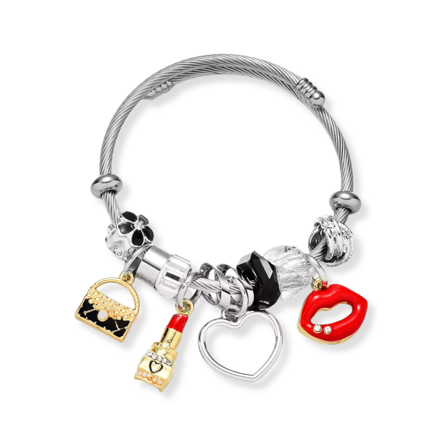 Love with Charms ⭐ - Silver Heart Choker and Charm Bracelet