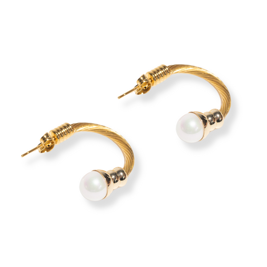 Aretes Espiral con Perla | dorado