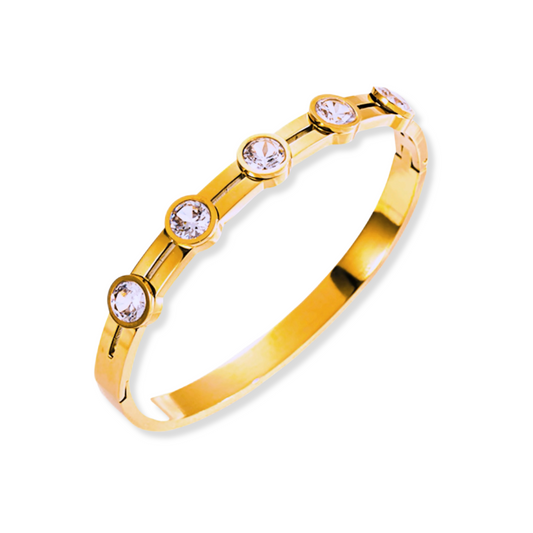 Bangle con Zirconias Redondas | dorado