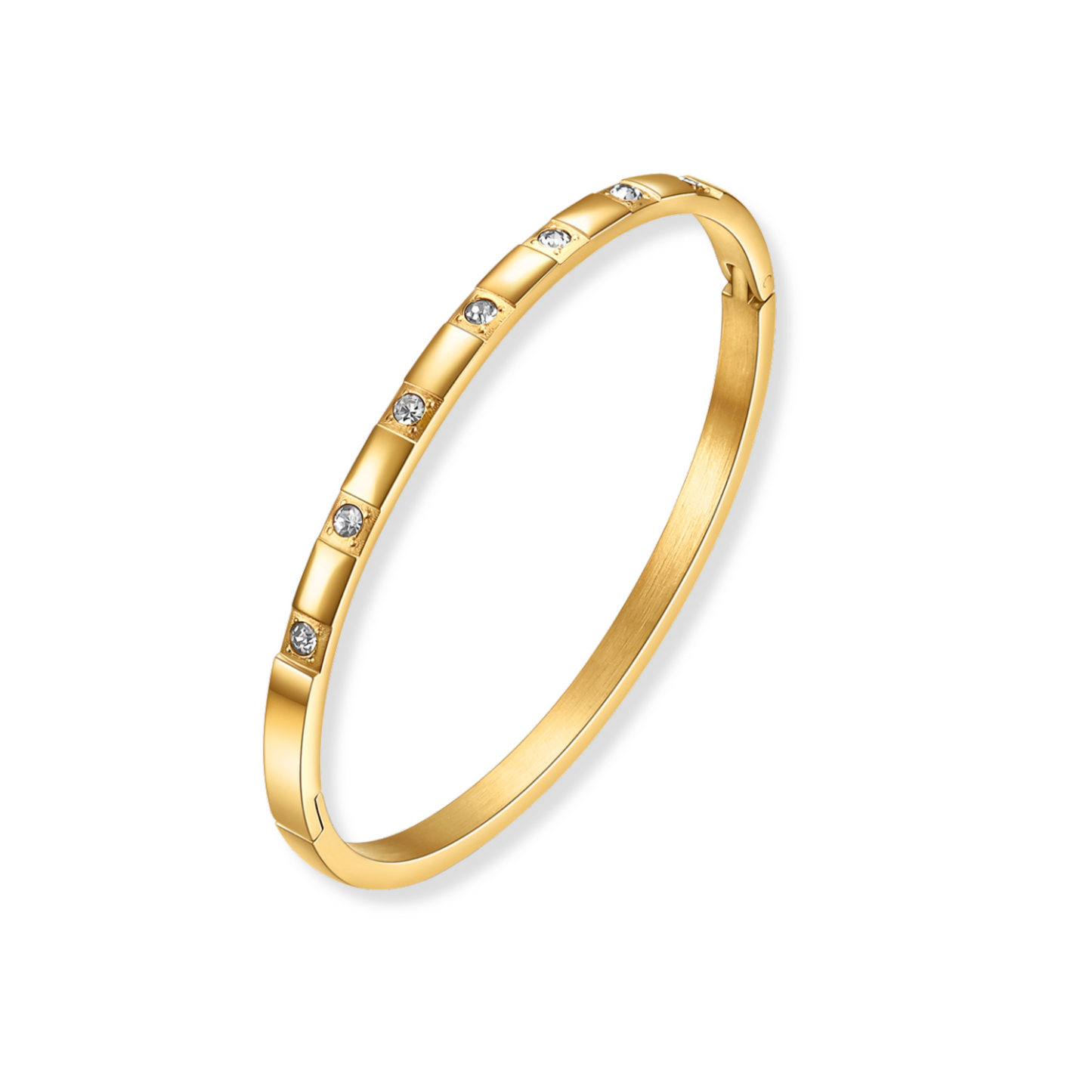 Bangle con zirconias redondas | dorado