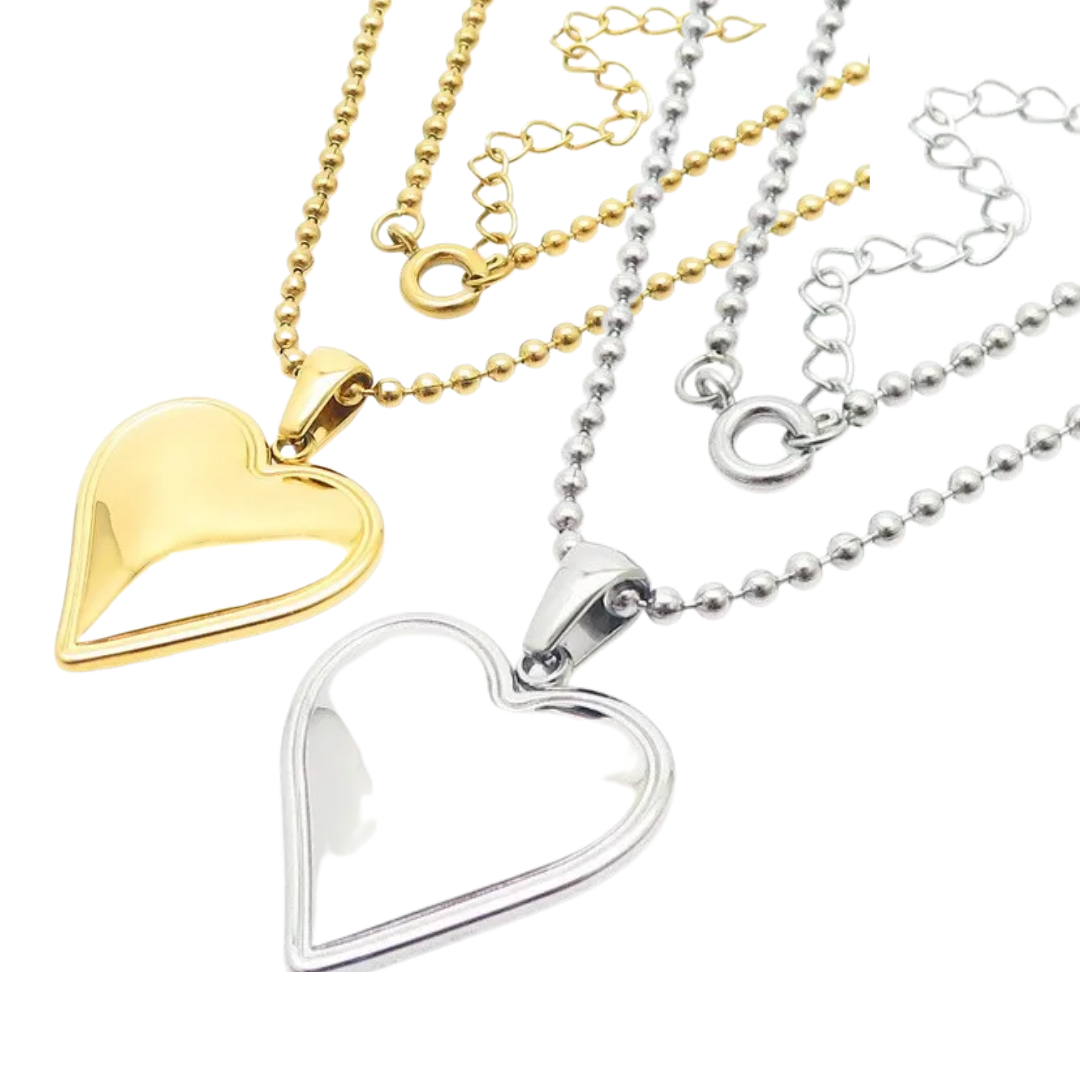 Heart necklace | gold and silver