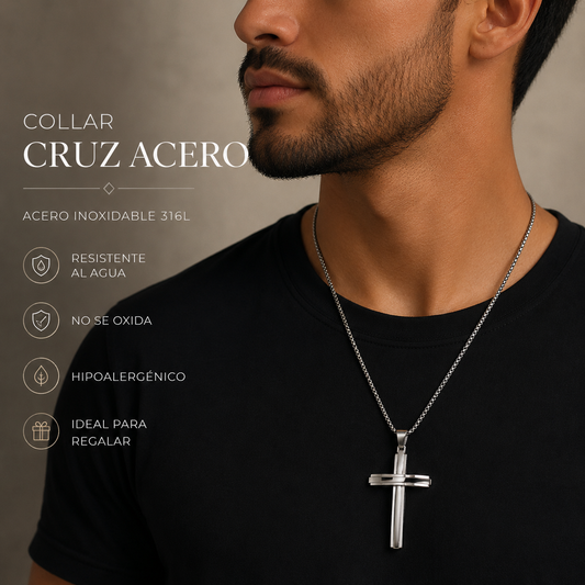 Collar Cruz Acero – Acero Inoxidable 316L