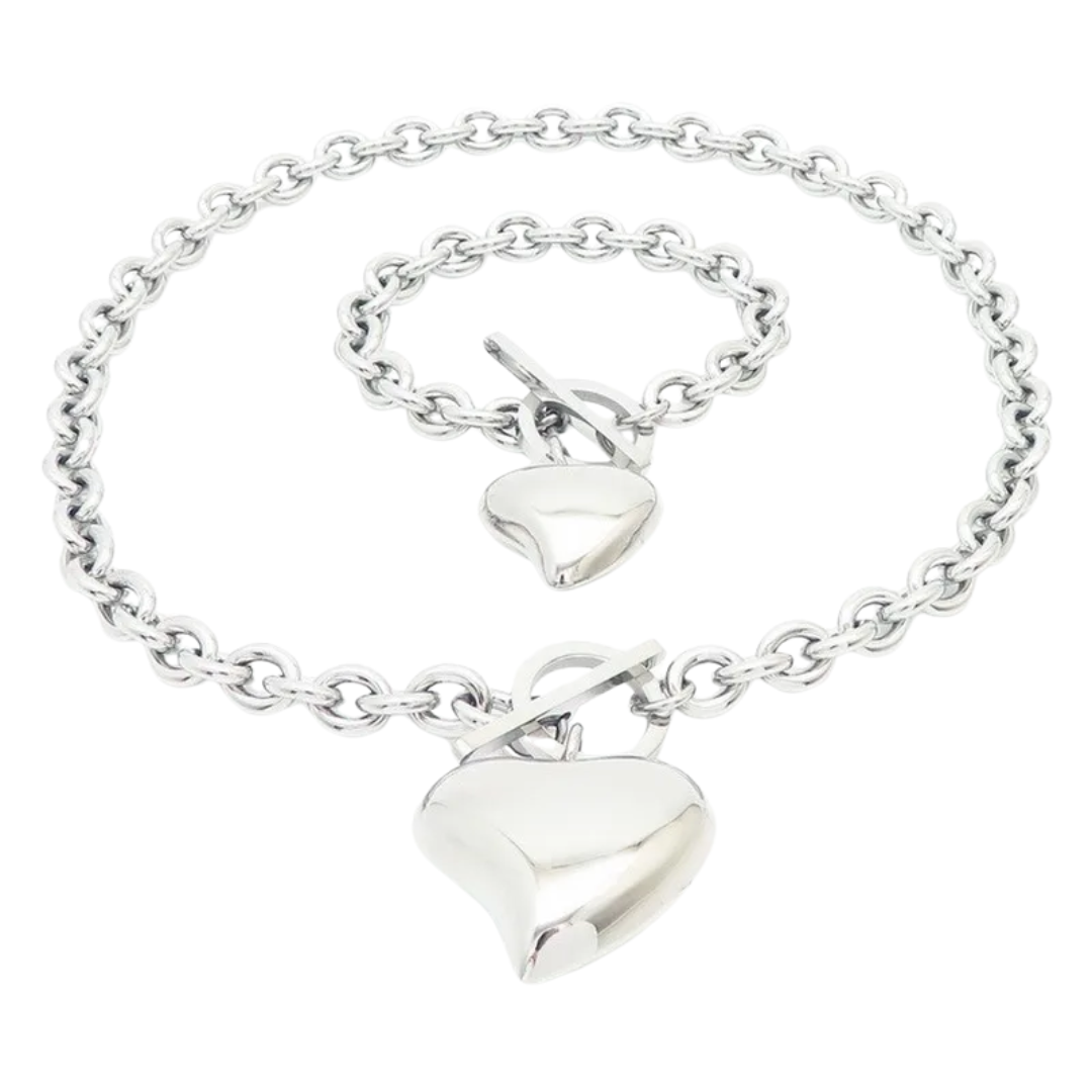 Set Heart Love lock | 2 piezas | dorado y plateado| Acero Inoxidable