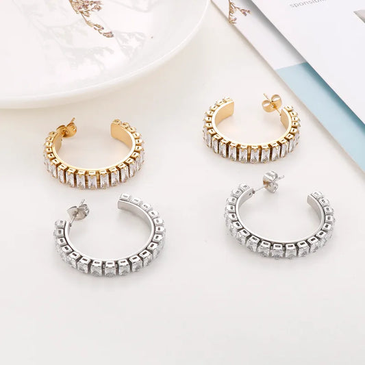 Argollas con Incrustaciones de Zirconia | dorado o plateado