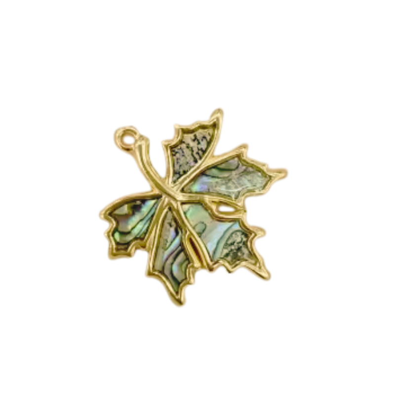 Collar de Hoja de Maple -en  Nácar y Tornasol- Oro 18K