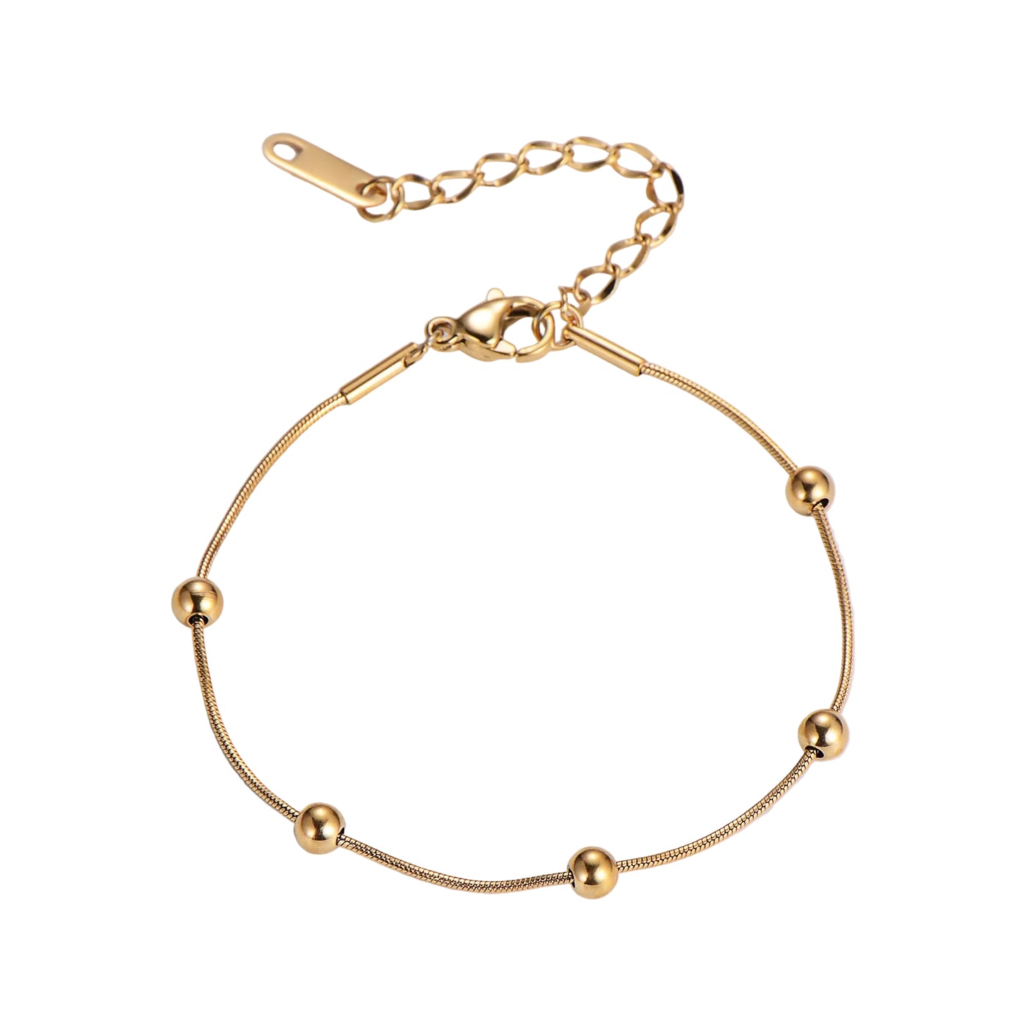 Delicate Bracelet with Beads - in gold and silver - Stainless Steel