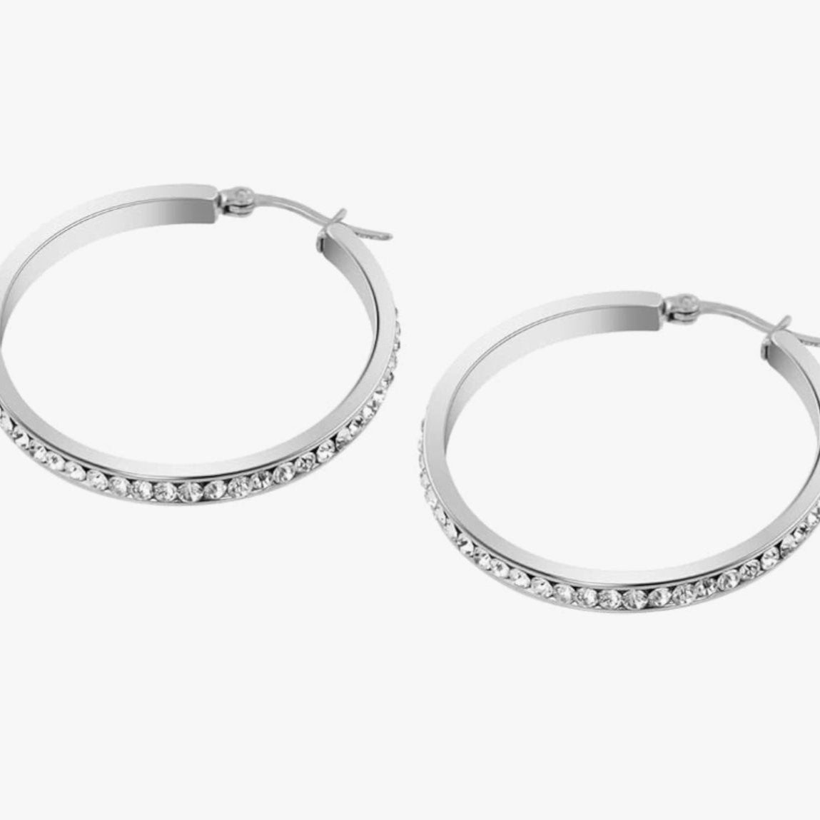 Aretes Hoops con Zirconias 925 Sterling Silver | diferentes tamaños