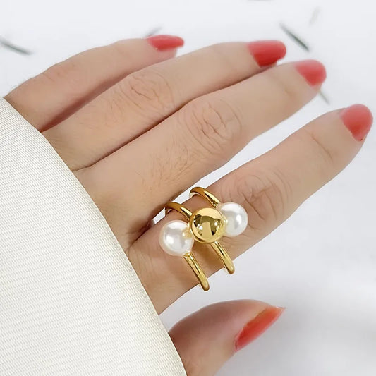 Anillo Perla doble | size 7 y 8