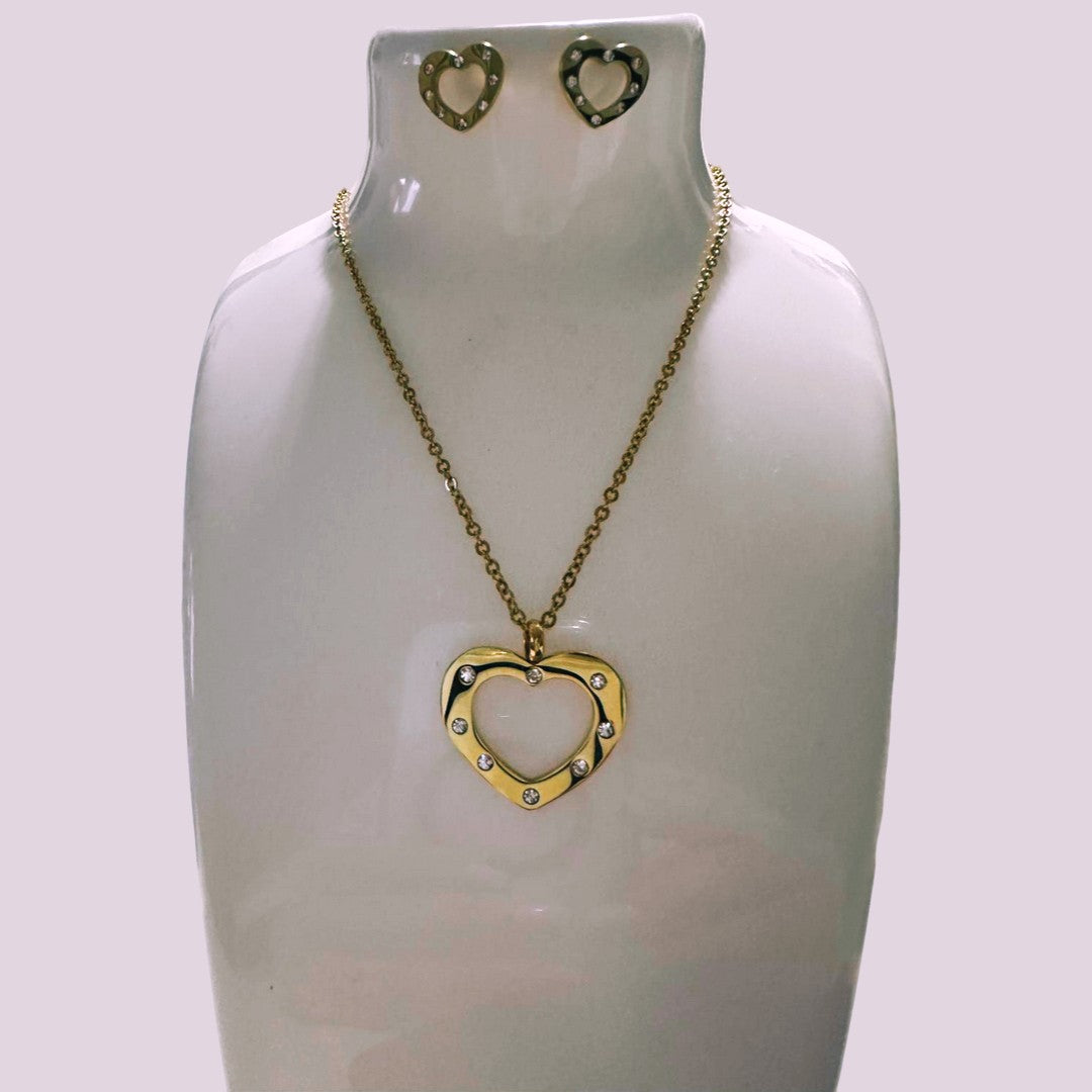 Set | Heart Necklace & Earrings