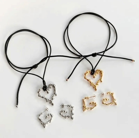 Set Aly de corazón | 2 piezas | dorado o plateado