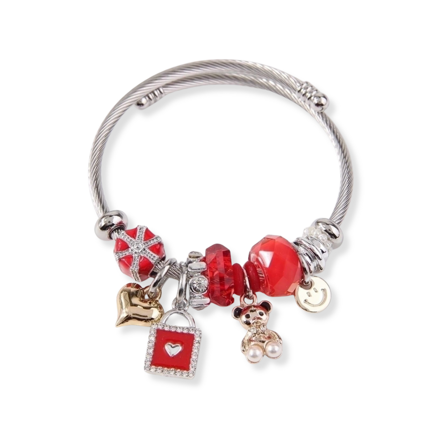 Bangle con charms | osito, cara feliz y otros