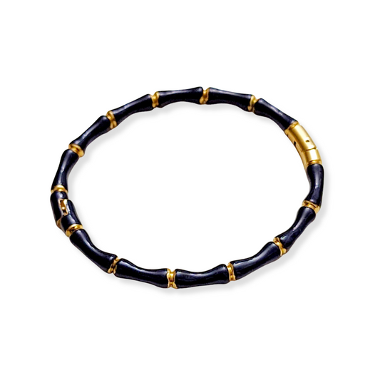 Bangle bambú | negro y dorado