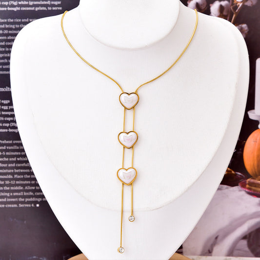 Collar 3 corazones perlados | dorado