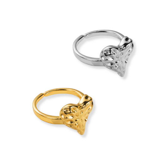 Anillo Corazón con textura | ajustable