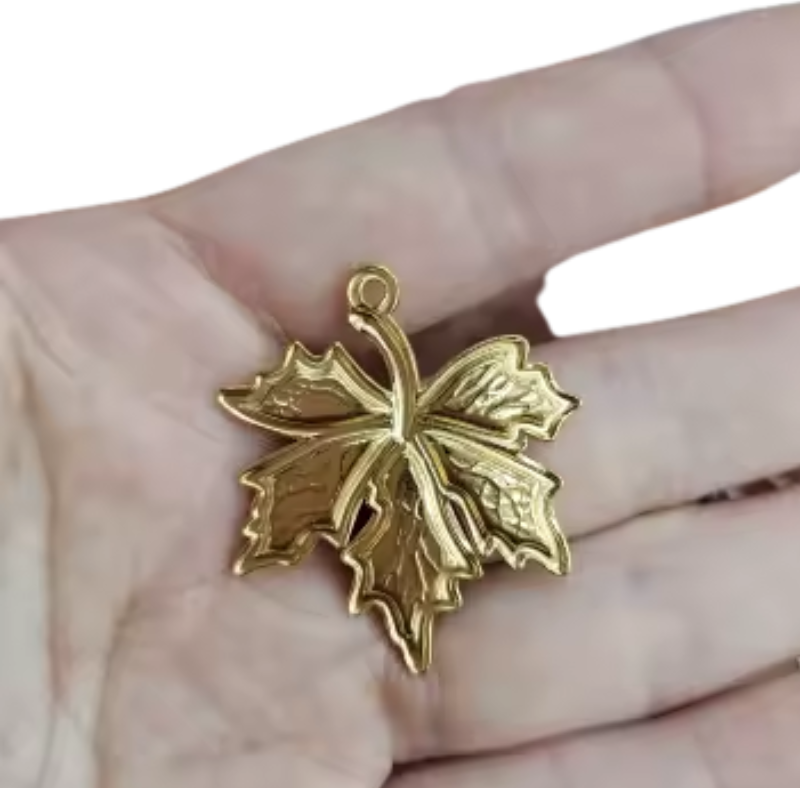 Collar de Hoja de Maple -en  Nácar y Tornasol- Oro 18K