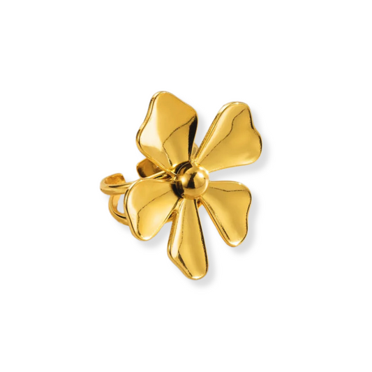Anillo Flor grande dorada | ajustable