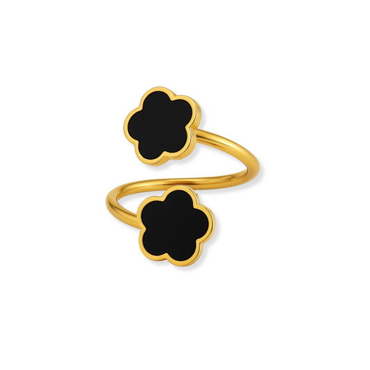 Anillo con flores negras | ajustable