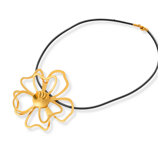 Collar Flor Sofia | negro y dorado