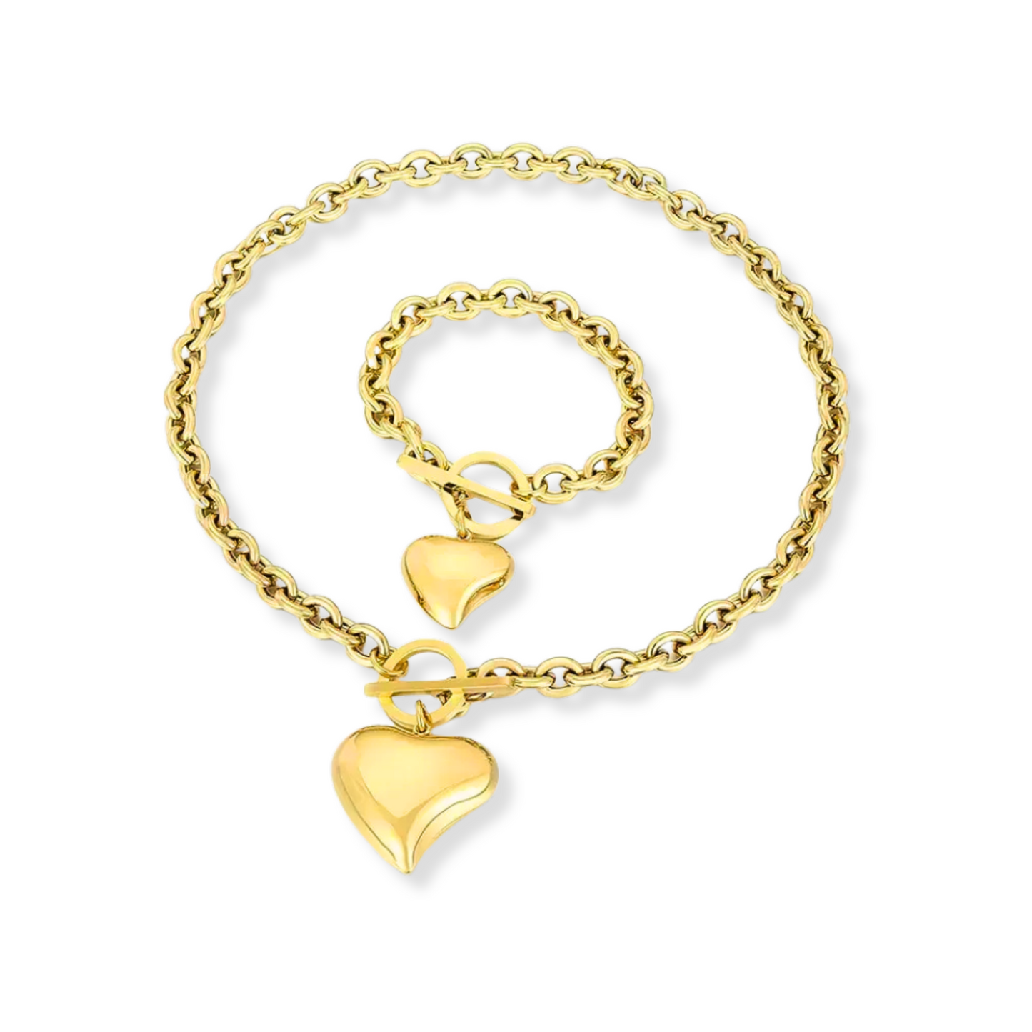 Set Heart Love lock | 2 piezas | dorado y plateado| Acero Inoxidable