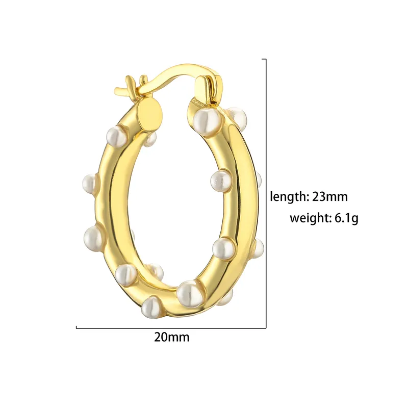 Aretes con perlas incrustadas | argollas | doradas