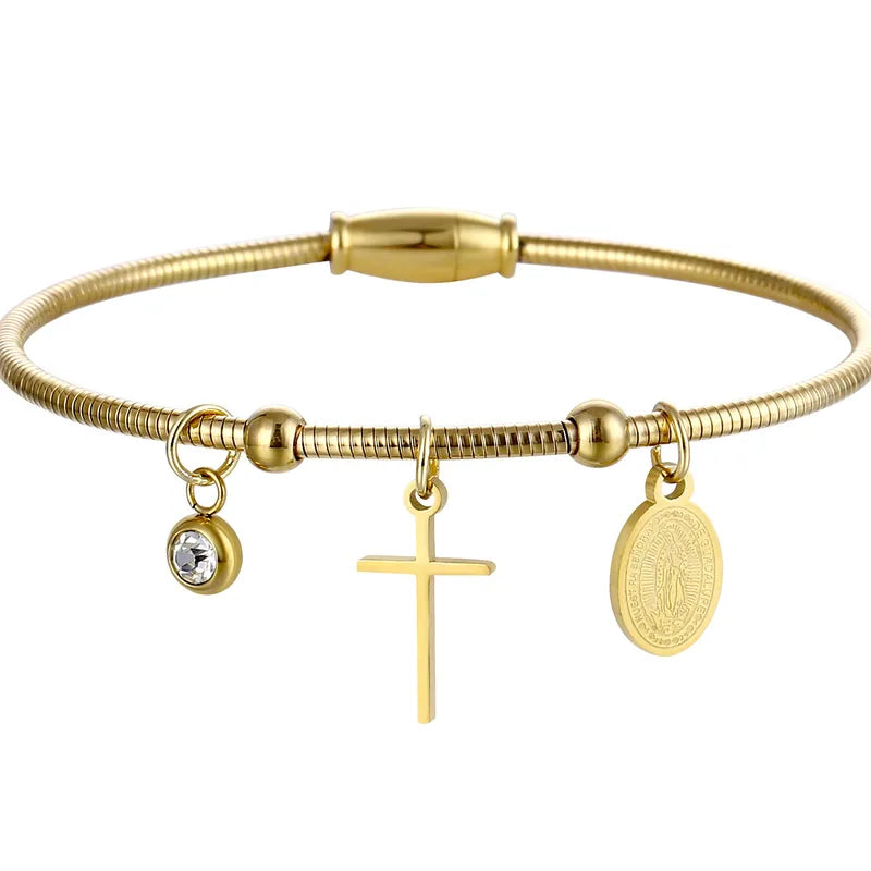 Pulsera Guadalupe de Fe | Acero Inoxidable Baño Oro 18K