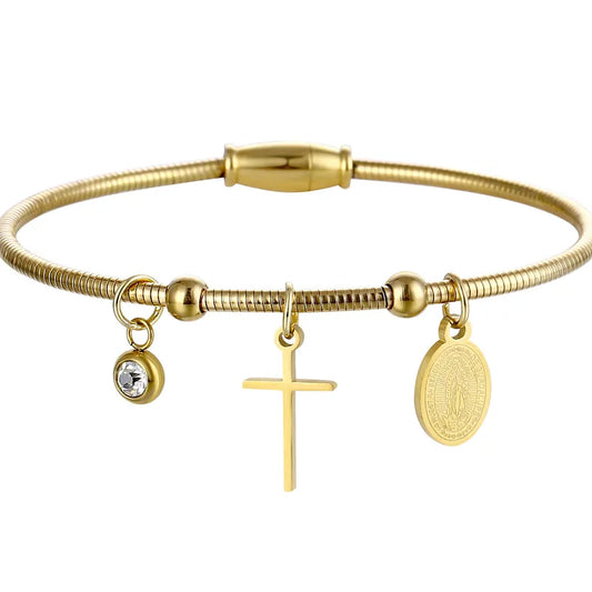 Pulsera Guadalupe de Fe | Acero Inoxidable Baño Oro 18K