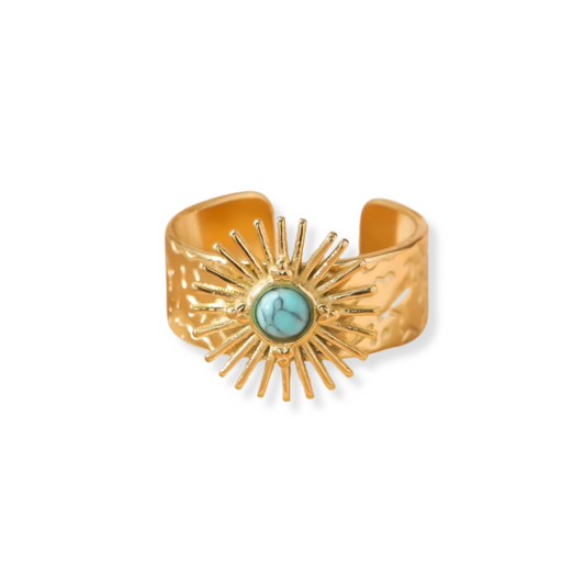 Anillo Golden Breeze con turquesa | ajustable