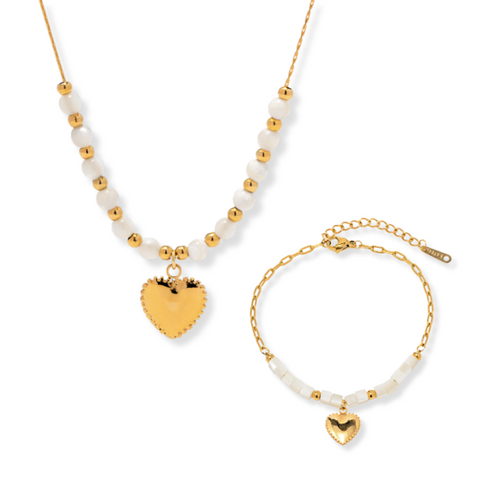 Set de beads blancos con corazón | 2 piezas